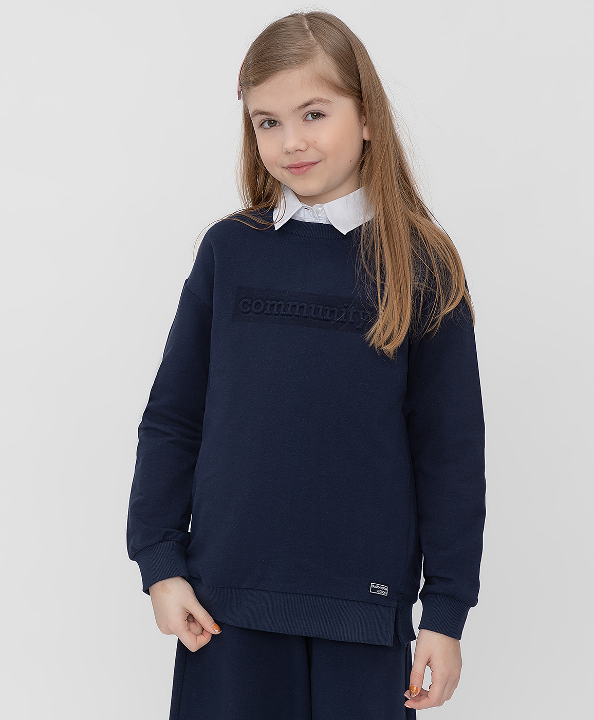 Свитшот синий Button Blue, школьная форма для девочек  фото, kupilegko.ru